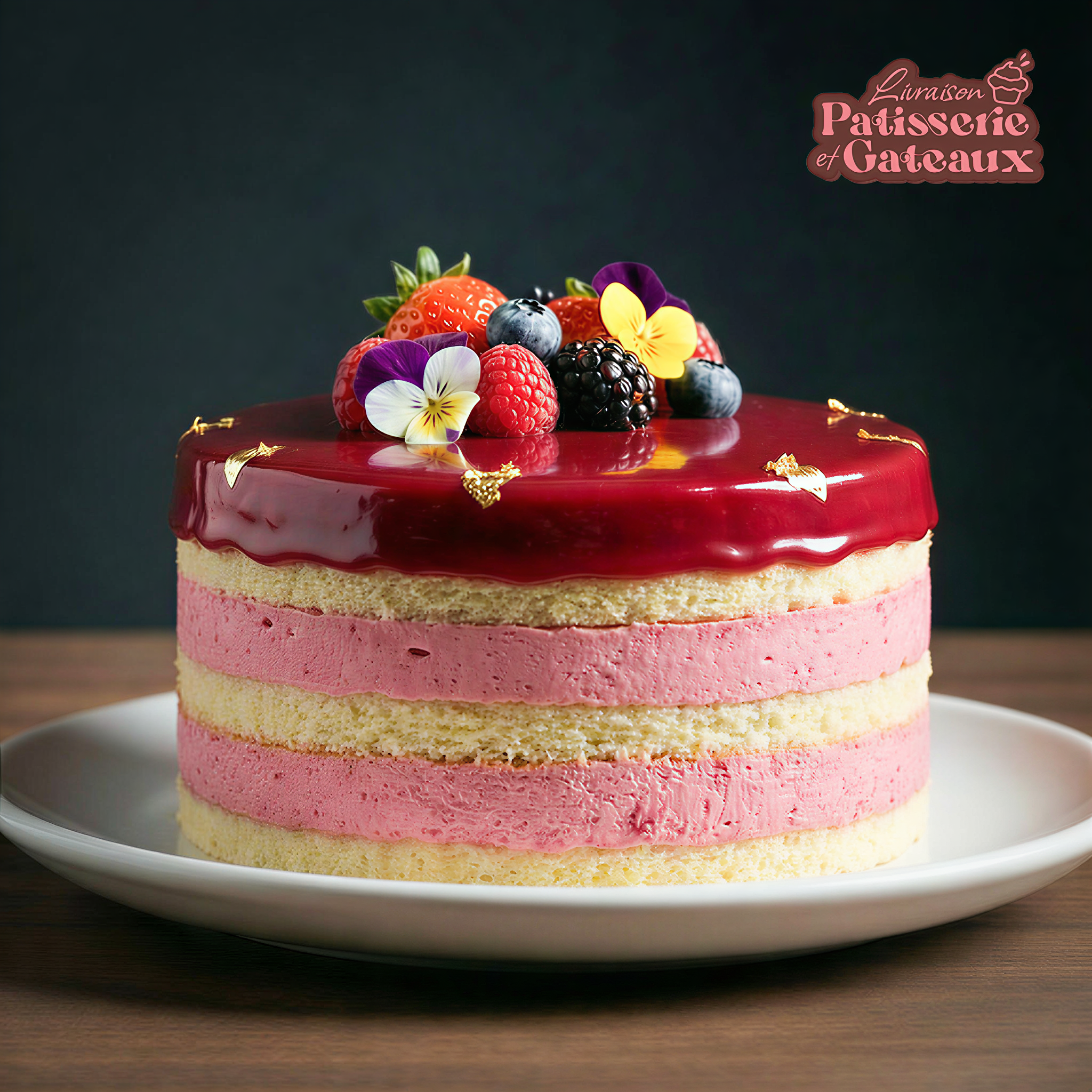 Gâteau Framboise & Vanille 8-10 portions.